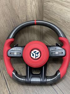 Volant en cuir rouge et fibre de carbone forgée pour Mercedes Benz W204 W205 W211 W213 W212 W222 EQA E550 G63 C63 AMG <span class=keywords><strong>GT</strong></span> - Product Image 6