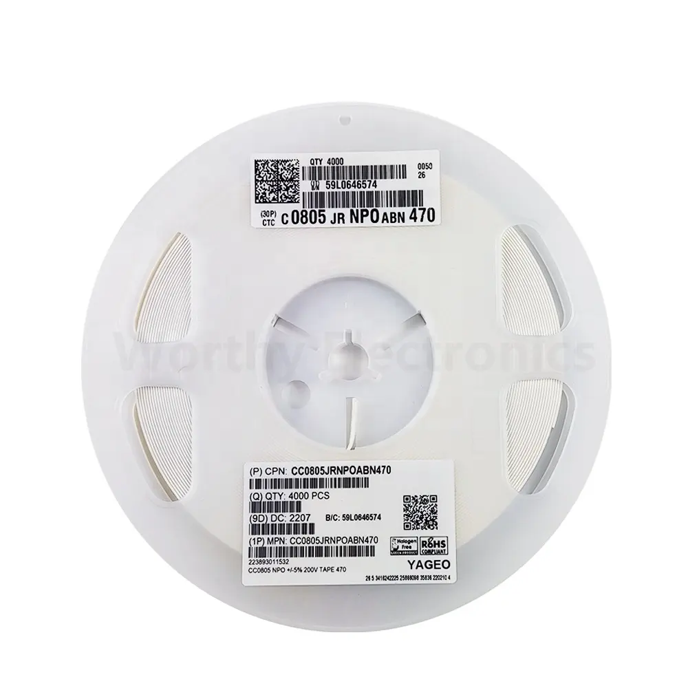 Componenti per parti elettroniche 0805 200V 47pF C0G 5% SMD condensatore ceramico multistrato in stock