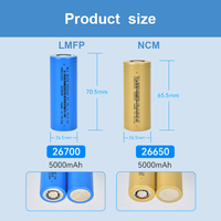 Sel Baterai Lithium LMFP Isi Ulang Merk HLY Bersertifikasi BIS Kelas A untuk E-bike Silinder 26700 3.7V 5000mAh Grosir