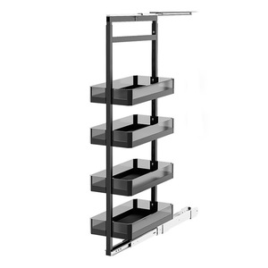 Panier coulissant latéral pour armoire vitrée, tiroir de rangement, étagère de cuisine avec cadre en alliage d'aluminium et plateau en verre trempé - Product Image 3