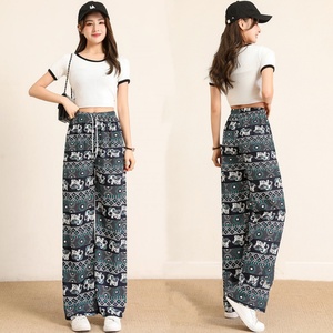 Nuovi <span class=keywords><strong>Pantaloni</strong></span> Estivi Casual da <span class=keywords><strong>Donna</strong></span> Stile Sud-Est Asiatico con Stampa Elefante, <span class=keywords><strong>Pantaloni</strong></span> <span class=keywords><strong>Larghi</strong></span> Lunghi - Product Image 2