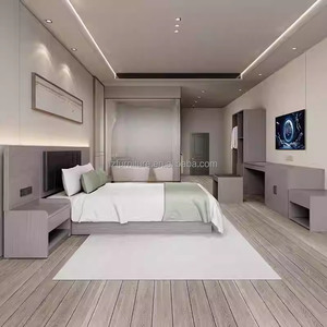 3 Star Hotel Bedroom Furniture Full Room Sets <b>Cheap</b> Wood King Queen Bed <b>Frame</b> with Headboard Nightstands TV Stand & Wardrobe - Product Image 1