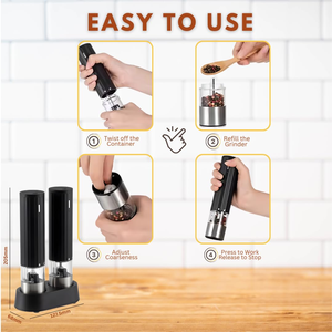 2026 New Rechargeable <b>Large</b> Capacity Electric Spice Mills Ceramic Burr <b>Grinder</b> Electric Salt and <b>Pepper</b> <b>Grinder</b> with LED Light - Product Image 4