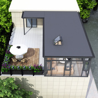Véranda moderne en aluminium 6063 avec toit en verre à faible émissivité, taille personnalisée pour jardin d'hiver