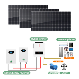 ระบบพลังงานแสงอาทิตย์ระบบกริดไฮบริด5KW-30KW ครบวงจรสำหรับใช้ในบ้านโมโนคริสตัลไลน์ซิลิกอน25KW ลิเธียมไอออน15KW 8KW AKEP-BATLI MPPT - Product Image 2