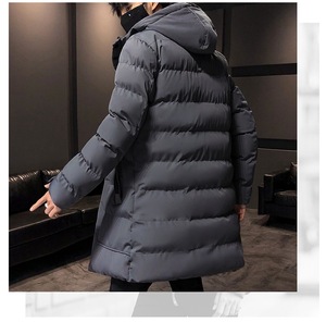 Abrigo Largo Grueso y Cálido de Moda <span class=keywords><strong>para</strong></span> <span class=keywords><strong>Hombre</strong></span> Parka Casual Ajustada con Capucha Chaqueta Larga de <span class=keywords><strong>Invierno</strong></span> <span class=keywords><strong>para</strong></span> <span class=keywords><strong>Hombre</strong></span> Acolchada de Algodón en Color Sólido - Product Image 4