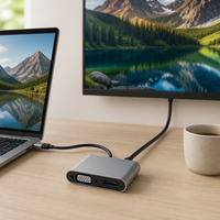 Station d'accueil USB-C 4-en-1 Type C, extension double écran 4K VGA HDTV, charge rapide PD100W, USB 3.0 5 Gbps, aluminium, compatible MacBook