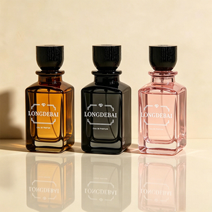 OEM Custom Square Black Luxury Pump Sprayer 30ml 50ml 100ml Crimp <b>Empty</b> Glass Perfume <b>Bottle</b> with Wooden Cap - Product Image 2
