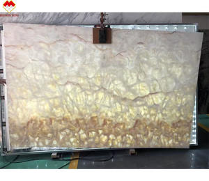 איכות גבוהה וניקס כתום שקוף עם ורידים ורודים קיר תאורה אחורית בתוך לוח שיש nectarina onix - Product Image 1