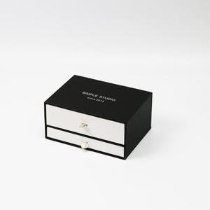 Caja de joyería de doble cajón de alta gama y exquisita, personalizable con logotipo de marca, caja de regalo para parejas. - Product Image 4