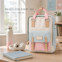 Sac à dos scolaire léger de couleur pastel avec logo personnalisé, compartiment pour ordinateur portable, sac à dos de voyage grande capacité pour étudiants et filles