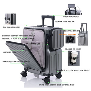 <span class=keywords><strong>Valise</strong></span> <span class=keywords><strong>cabine</strong></span> rigide en aluminium durable de 20 pouces, certifiée TSA, avec serrure, double ouverture frontale, silencieuse, 360° °   Roues - Product Image 3