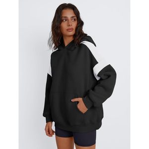 Moda 2025 otoño moda gran tamaño con capucha reina mujer Color bloque sudaderas XS Casual manga larga ropa de invierno - Product Image 4