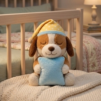 Peluche chien mignon, jouet en peluche doux, chiot endormi pour le coucher, cadeau en coton PP brodé