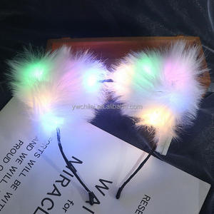 Bandeau lumineux fait à la main en fausse fourrure Cosplay chat <span class=keywords><strong>loup</strong></span> renard oreilles <span class=keywords><strong>de</strong></span> chien - Product Image 4