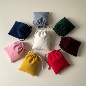 Grand sac à cordon en velours noir personnalisé pour bijoux, montres, lunettes, pochette Terciopelo recyclable écologique imprimée avec logo - Product Image 6