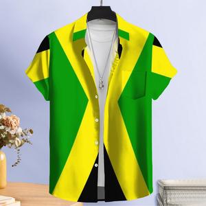 Chemises pour hommes personnalisables et confortables, motif drapeau jamaïcain, vêtements de style rastafari, matière à séchage rapide imprimée par jet d'encre - Product Image 3