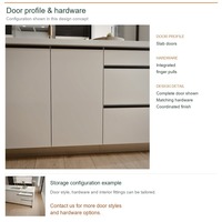 Armoires de cuisine personnalisées en acrylique au design luxueux, aménagement en îlot, boîtes d'armoires en panneaux de particules et tiroirs à fermeture douce