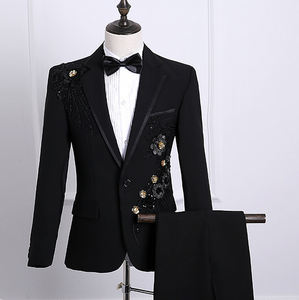 <span class=keywords><strong>Demi</strong></span> Toile Personnalisé Paillettes Hôte De Scène Chanteur Smoking Hommes <span class=keywords><strong>Costume</strong></span> - Product Image 2