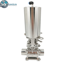 Vanne à boisseau sphérique pneumatique soudée en acier inoxydable 316L, 3 pièces, sans rétention, pour le refroidissement liquide des centres de données