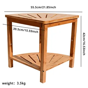 YOULIKE Bamboo Shower Bench Corner Stool With Non-Slip Feet Storage Shelf Waterproof For Bathroom