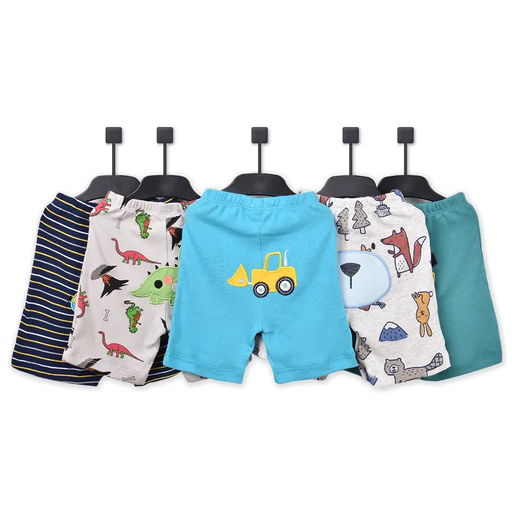 Pantalones de algodón personalizados para bebés recién nacidos, pantalón bordado con diseño de dibujos animados de animales, de verano, 100%