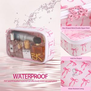 Basso MOQ carino <span class=keywords><strong>per</strong></span> il fiocco rosa trasparente <span class=keywords><strong>per</strong></span> il trucco borsa piccola da viaggio borsa cosmetica <span class=keywords><strong>per</strong></span> le donne ragazze regali di compleanno <span class=keywords><strong>per</strong></span> la fidanzata mamma - Product Image 4