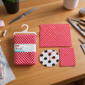 Tessuto a Pois Ilan 100x150 Cm Rosso con Puntini Bianchi Accessori per Artigianato - Product Image 3