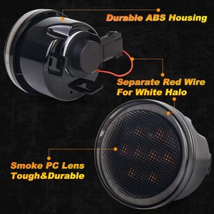 Ovovs <span class=keywords><strong>LED</strong></span> tín hiệu rẽ Fender Side Marker Lights với trắng DRL Halo khói ống kính cho 2007-2018 Jeep Wrangler JK - Product Image 5