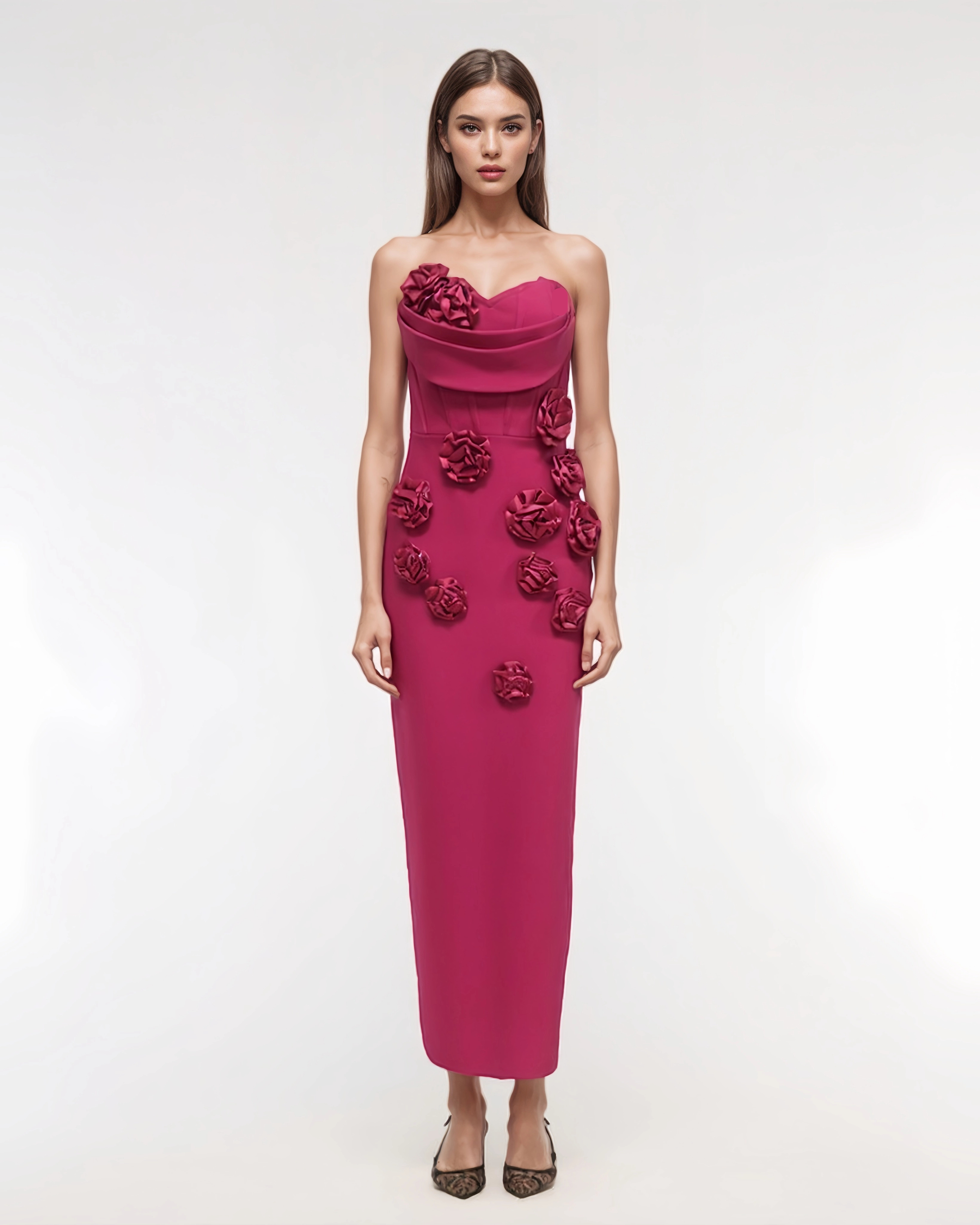 dark blue and white bridesmaid dresses Wedtrend Women A-Line Dress with Slit Square Neck Flower Long Wedding Guest Dress, White Blue Flower / US8 Style:EP00461DN Show off your legs XXS The Best '90s-Inspired Slip