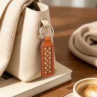 Porte-clés en cuir véritable Alhambra personnalisé, motif géométrique ajouré, motif marocain cousu, breloque de sac en cuir premium