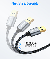Cable de Carga Rápida USB SUNGUY, Listo para Enviar, Cable de Nailon Trenzado, Cable de Datos USB 3.0, Cargador Móvil para Teléfono y Laptop
