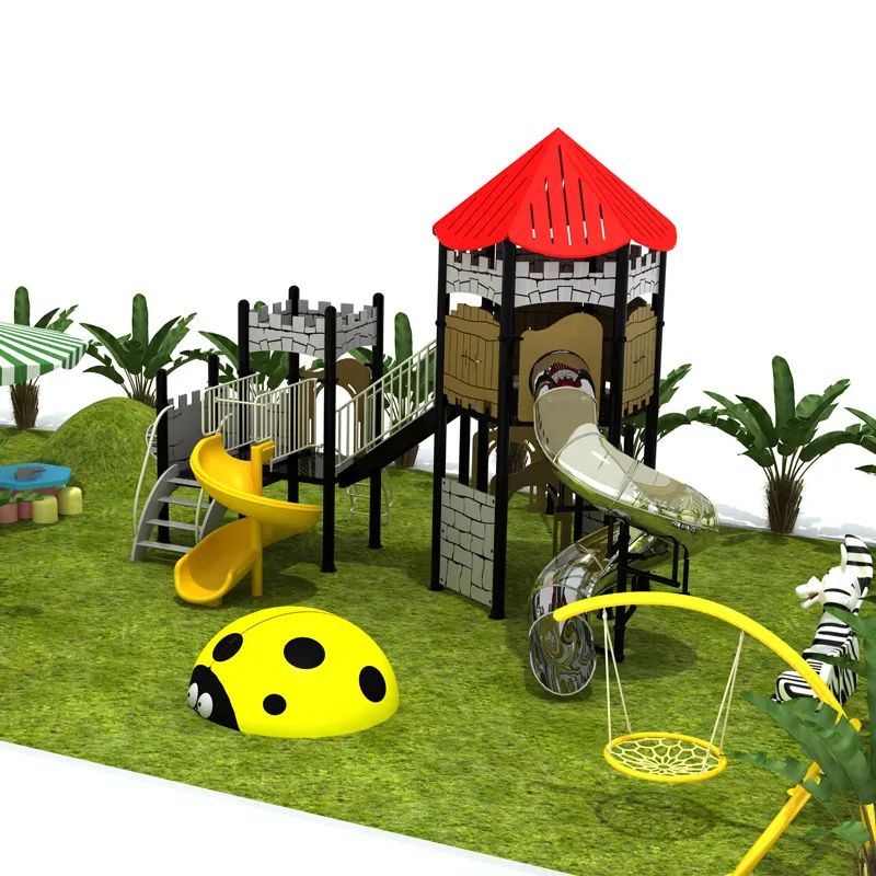 Anak-anak Taman Rekreasi Stainless Steel Besar Tabung Slide Taman Bermain Kit