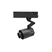 Lampu magnetik trek Led 220V, lampu sorot dalam ruangan, lampu magnetik Led hitam/putih bulat dapat disesuaikan