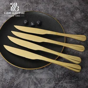 Vajilla personalizada de acero inoxidable chapado en oro, cuchillo de cena de alta calidad, barato, venta al por mayor, 410 cuchillos, mantequilla