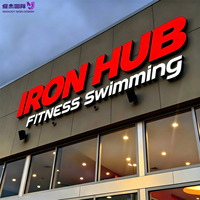 Letras de Canal con Acabado de Aluminio Personalizadas, Impermeables, para Gimnasios, Piscinas, Letreros LED con Iluminación Frontal para Tiendas, Diseño Gratuito