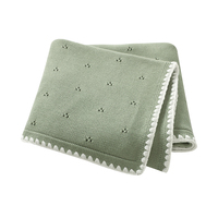 Mimixiong Cozy Cotton Newborn Snuggle Manta Shell Edge Pointelle Crocheted Baby Swaddle Toalla de punto Mantas Ropa de cama