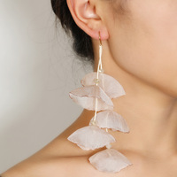 Pendientes de vacaciones exagerados de ética de personalidad, arte de tela de gasa, pendientes largos de flores ultraligeros y coloridos