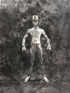 Shiny Silver Mirror Costume Men Popular Star Performance Dance Show <strong>Bodysuit</strong> with Hat Sexy Cool Singer <strong>Sequin</strong> <strong>Bodysuits</strong> Costumes - Product Image 3