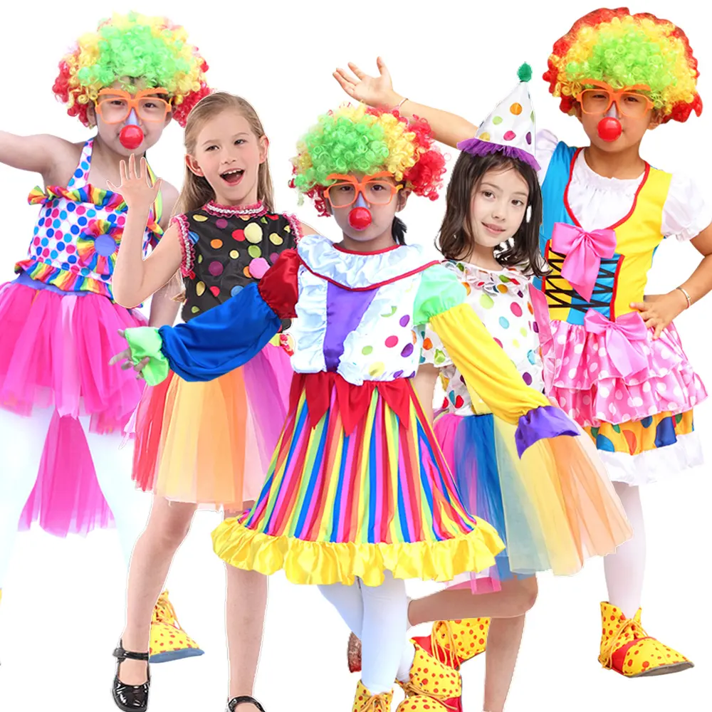 En çok satan çocuklar kızlar için komik sirk palyaço kostümü çocuk sahne performansı parti karnaval Joker giyinmek hediye