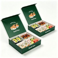 Boîte à sushi en papier personnalisée avec logo, boîte à emporter de haute qualité, emballage magnétique de luxe pour gâteaux et sushis
