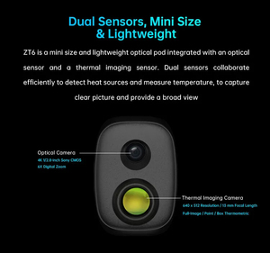 Mini Cápsula Óptica ZT6 con Sensores Térmicos Duales 540 °   Cámara con Gimbal y Zoom Digital 4K 8MP Field View para Drones UAV, UGV y USV - Product Image 5