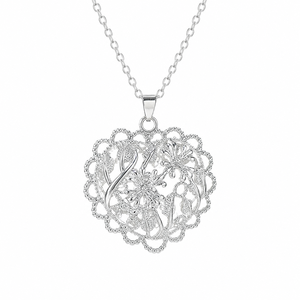 Collana con ciondolo a cuore con motivo intagliato, regalo quotidiano per donna, che ti amerò sempre. - Product Image 1