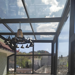 Pergola moderne à toit plat en verre, extension de véranda, cadre en aluminium à visibilité minimale pour villa, patio, <span class=keywords><strong>jardin</strong></span> - Product Image 2