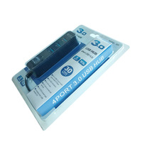 Kabel data transmisi tinggi USB 3.0 hub, kabel usb 4 in 1 out dengan lampu LED kemasan individual
