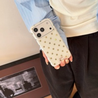 Casing HP IMD Round Edge Cream White Base Green Polka Dot Anti-jatuh untuk iPhone 18 Pro Max 14 15 16 17