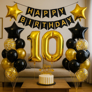 Guirnalda de Globos de Látex y Metalizados con Números Negros y Dorados para Decoración de <span class=keywords><strong>Cumpleaños</strong></span> Número <span class=keywords><strong>65</strong></span>, en Paquete al por Mayor para Fiestas de Hombres y Mujeres - Product Image 3