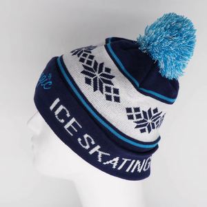 Gorro de Invierno Unisex de Punto Acrílico con Diseño de Copo de Nieve en Jacquard, Bordado 3D y Pompones, para Patinaje sobre Hielo - Product Image 5