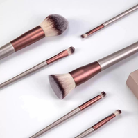Pinceaux de maquillage de luxe personnalisés Vliya, outils de maquillage pour le visage et les yeux, ensemble de pinceaux cosmétiques portables 6 pièces, pinceaux à sourcils vegan
