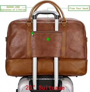 Sacs de voyage en polyester, sacs de sport, sacs de week-end en cuir avec compartiment à chaussures, fabrication BSCI, vente en gros OEM. - Product Image 5